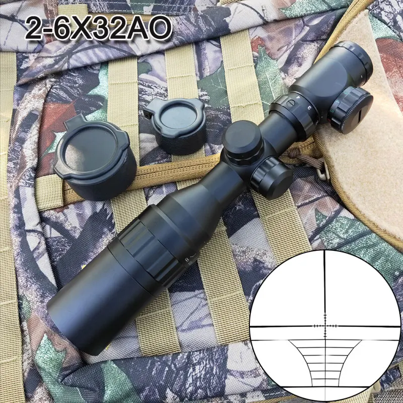 

WESTHUNTER 2-6x32AO Compact Tactical Scope Riflescope Illuminated Optical Sights Air Gun Hunting With Sunshade Scope Covers