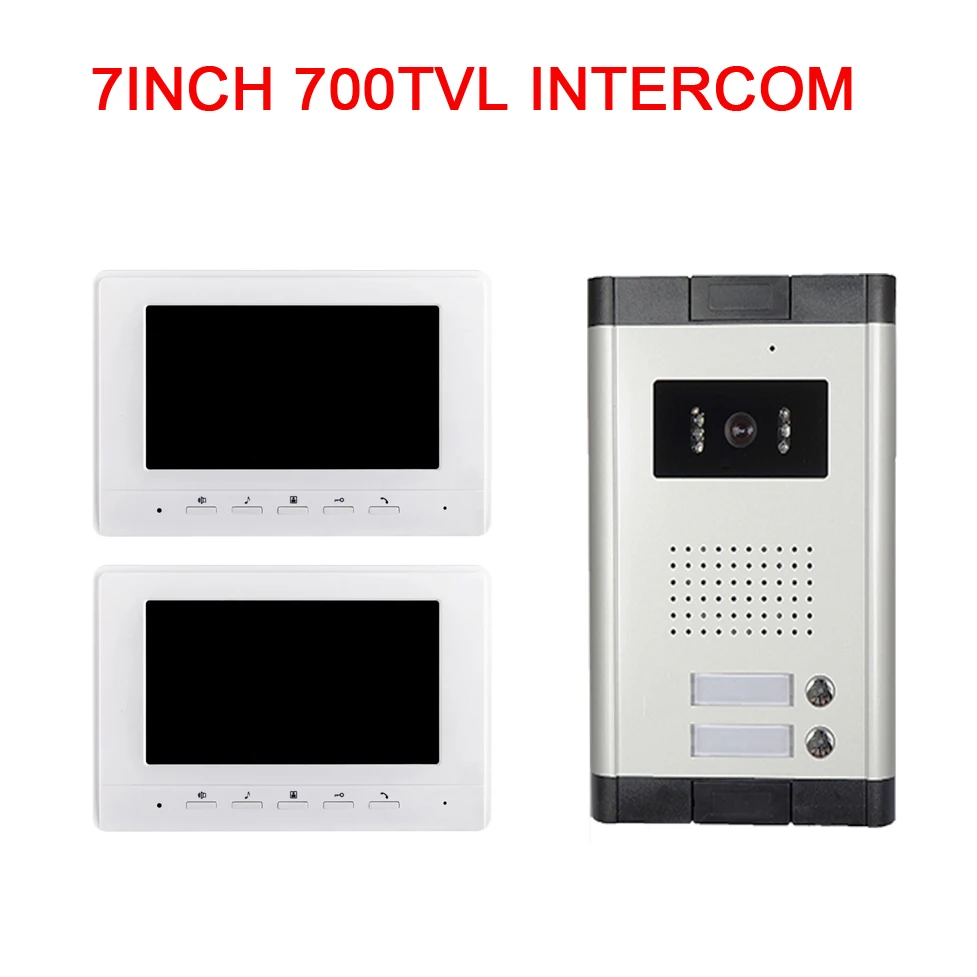 

1 cam + 2 monitor doorphone system intercom 7inch 700tvl video door phone system