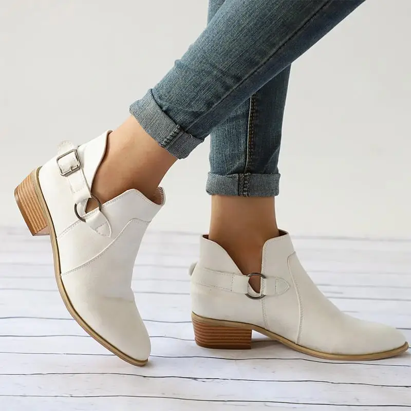 Botas Cut Boucle blanc Faible 30 Mode Talon Femmes Pour Bout Paire Mujer Classique 1 Noir Cheville Out Noir De Bottes V Chic Pointu wSTqAfOzn