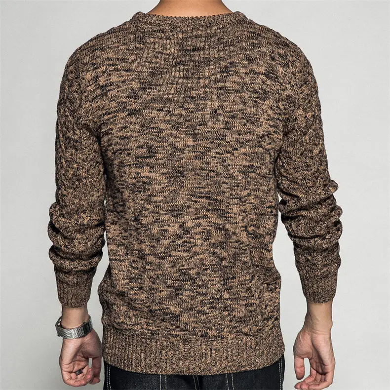 Colored Wool Thick Twist Sweater Pullovers Men 2018 Autumn Winter Mens Sweaters Shirt Vintage Warm Pullover Male Brown Red Black-07