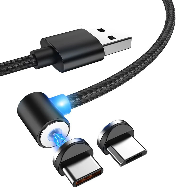 Магнитный type C Быстрый зарядный локтевой кабель 2,1 A 90 градусов Micro USB C кабель к USB шнур магнит для samsung S10 S9 S8 huawei Xiaomi