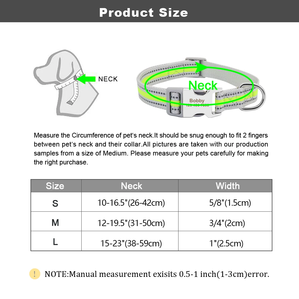 Персонализированный светоотражающий собачий ошейник для маленьких собак, щенков, регулируемый ошейник для питомцев, нейлоновый именной табличка для больших собак, выгравированные ошейники
