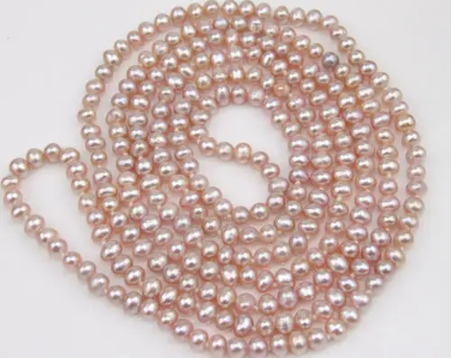 

FREE SHIPPING HOT sell new Style >>>>Single 46" 5mm Lavender Cultured Pearl Necklace Long Lariat Necklace Real Pearl