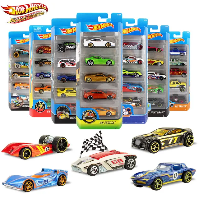 5pcs/pack Original Hot Wheels 1:64 Metal Mini Model Car Kids Toys For Children Diecast