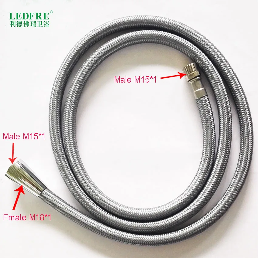 LF24001 F18 * 1xM15*1 رمادي النايلون سلك المطبخ صنبور سحب خرطوم النايلون خرطوم مضفر المطبخ الحركة Connetor السباكة خرطوم