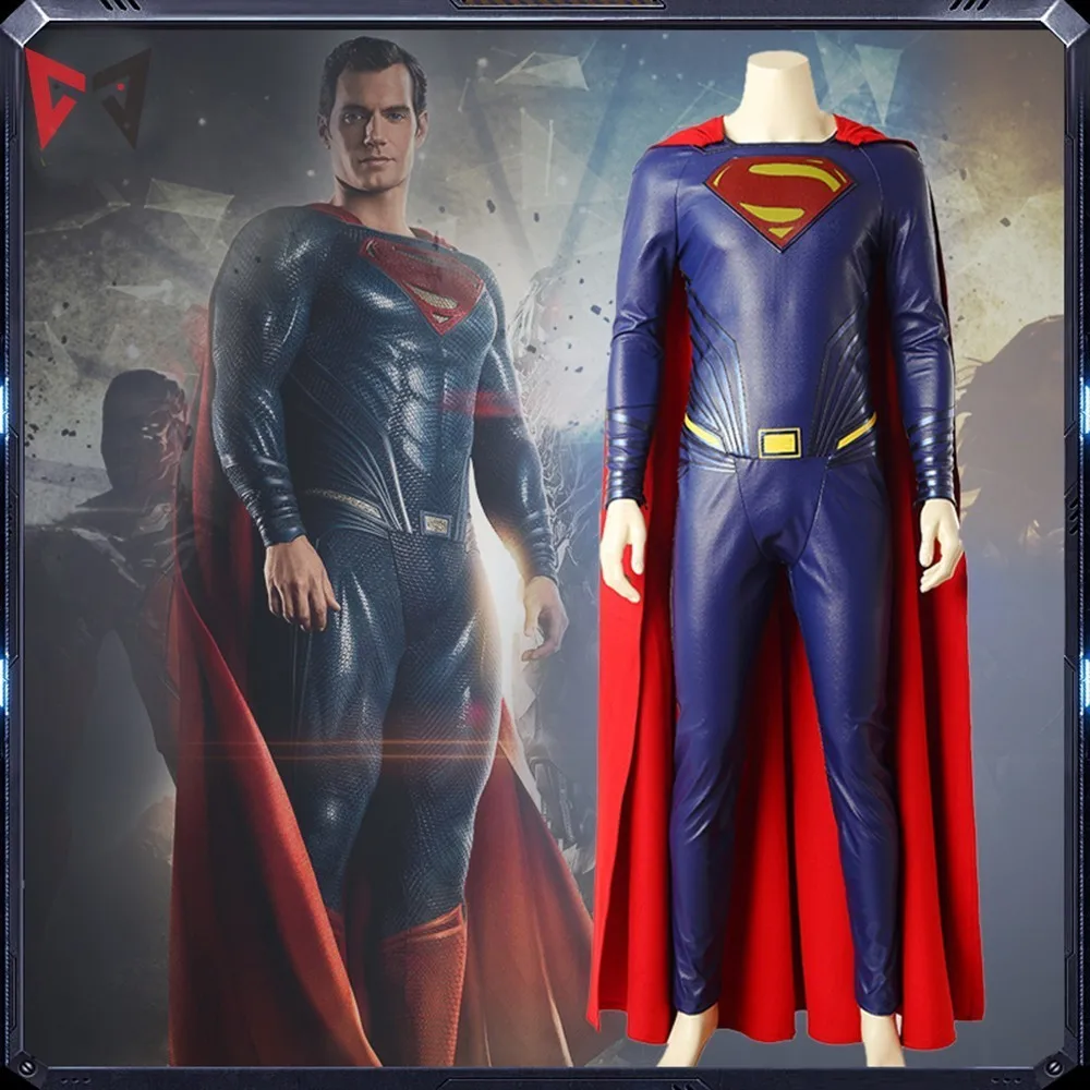 

MMGG Superman Clark Kent Cosplay Costume Justice League Outfit Movie Superhero Clothes Boots Red Cloak Adult Men Customized