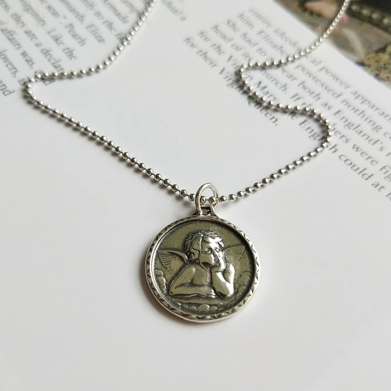 Quanlity 925 sterling silver guardian angel pendants necklace image figure design wild necklace for women fashion fine jewelry