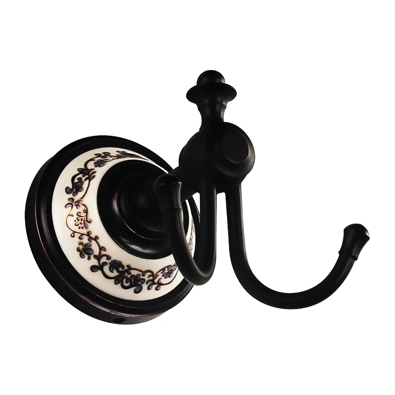 Европейский ретро кольцо для полотенец/держатель для туалетной бумаги/крючок для халата/держатель для щетки Античная Медная Керамическая черная бронзовая серия - Цвет: D