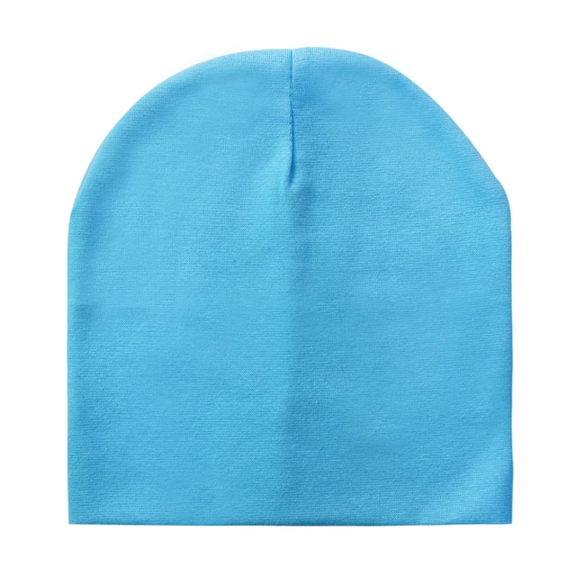 Baby Hats Cotton Solid Color Baby Cap Children's Beanie Hat For Boys And Girls Kids Boys Winter Hat lake blue
