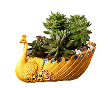 Ceramics yellow peacock Succulent Plant Pot Flower Planter Mini Garden Design