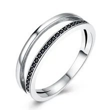 GOMAYA 925 Trend Ring Personality Sterling Silver Retro Style Inlaid Black Zirconium For girls Romantic party sterling silver inlaid green chalcedony ring silver retro female food