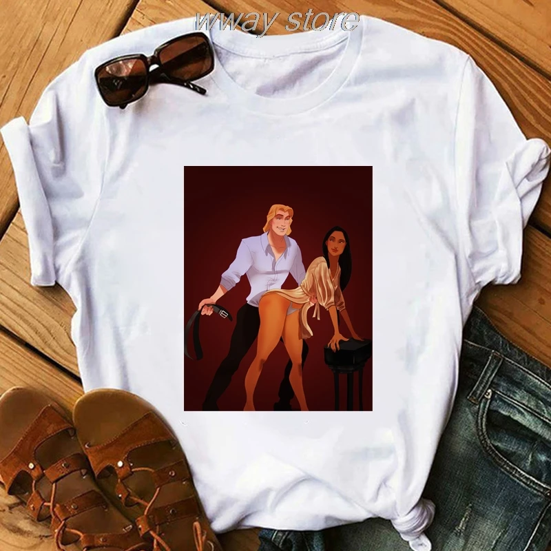 Женская футболка Аладдин Джасмин романтическая ночная забавная футболка для девочек фитнес Круглый Вырез Летняя Повседневная футболка с коротким рукавом camiseta mujer lady
