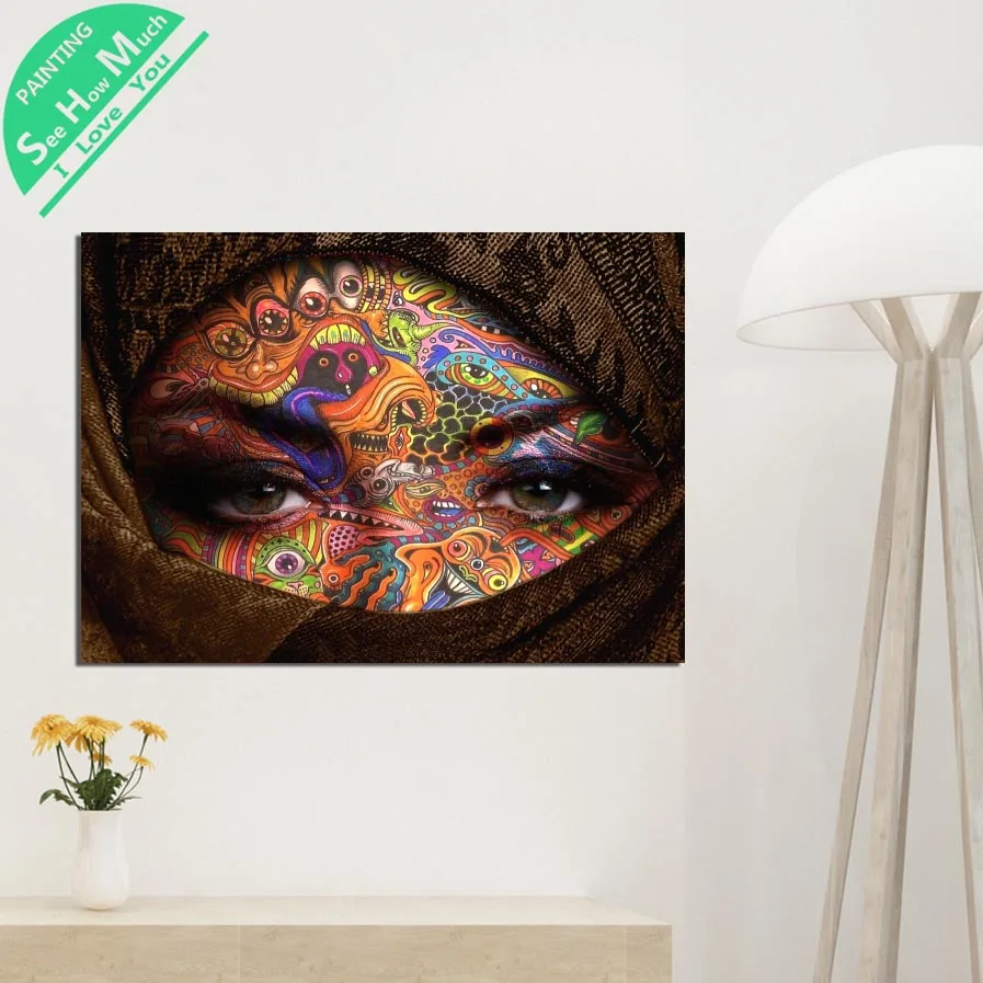 

1 Piece Arab Girl Scarf Tattoo HD Printed Canvas Wall Art Posters and Prints Poster Painting Framed Artwork Room Decoration