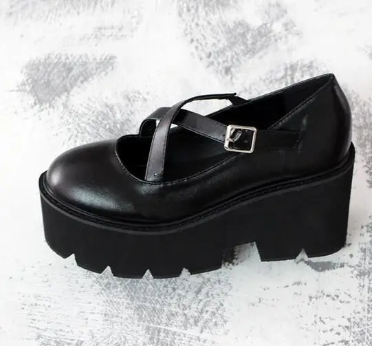 Rond Creepers Bout Lolita Chaussures Vente Compensé forme Femmes Rétro Plate B2 Chaude Talon Boucle 0EwBpq