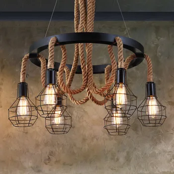 

Retro Hemp Rope Industrial Pendant Lights LED Kitchen Lights LED lamp Bedside Hanging Lamp Ceiling Lamps Lighting Fixture MING