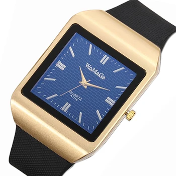 

WoMaGe Top Brand Watch men Silicone Strap Unisex Quartz Watches Gold Case Bussiness Watches Women Casual Clock Relogio Masculino