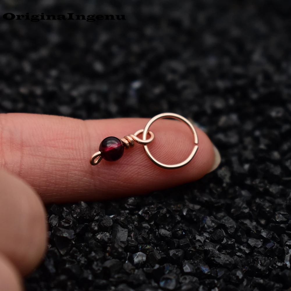 

Jewelry Piercing Handmade Simple Tiny Natural Red Garnet Customizable 10mm Belly Ring Hoop Rings for Women Belly Piercing Grillz