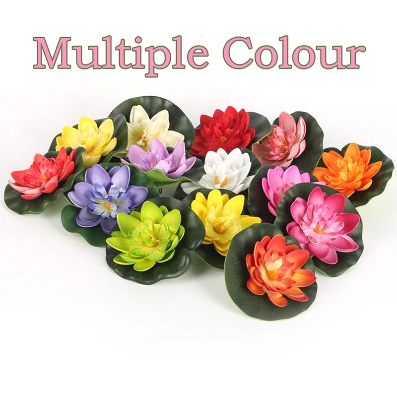 

5PCS 10cm Artificial Lotus Water Lily Floating Flower Pond Tank Plant Ornament Home Garden Pond Decoration