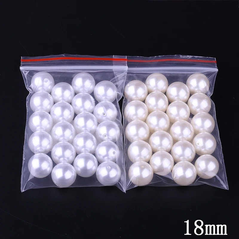 

18MM One Hole Round Pearls For Decoration Ivory Imitation Pearl Beads 20pcs/Lot ABS Resin Large Beads For Jewelry Making DIY