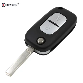 

KEYYOU Flip Folding Key Shell For Renault Clio Megane Remote Key Case Keyless Fob 2 Buttons Uncut Blank Blade Car Key Fob Shell