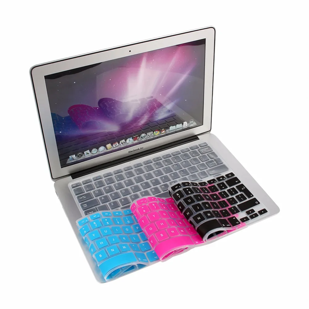 ЕС английский Светло-синий розовый красный, прозрачный черный защитный чехол для клавиатуры Защита кожи для Macbook Pro Air 13 15 17