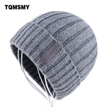Шапка мужская зимняя Теплый Зимние шапки для мужчин вязание шерстяная Круглая Шапочка wo мужские повседневные Шапки мужские шапочки плюс бархатные кости сплошной цвет Skullies