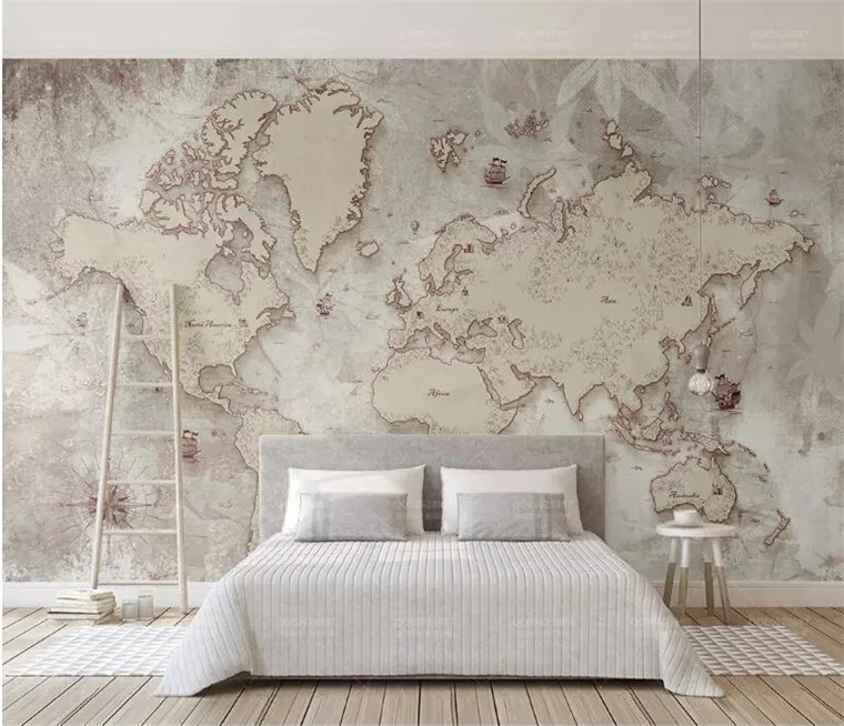 

Custom Any Size Murals Wallpaper 3D Retro World Map Photo Wall Painting Living Room Study Elder's Bedroom Backdrop Wall Decor 3D