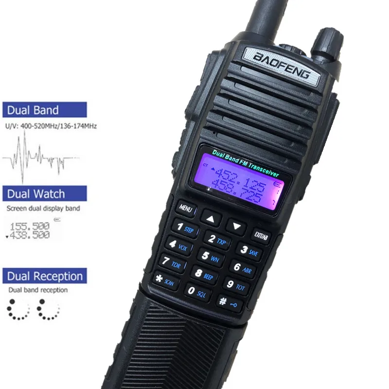 1/2/3 шт. BAOFENG UV-82 8 Вт 3800 мА/ч, иди и болтай Walkie Talkie радио 10 км двойной PTT UHF VHF Ham CB радио FM трансивер Walkie Talkie двухстороннее радио высокое Мощность передатчик УФ