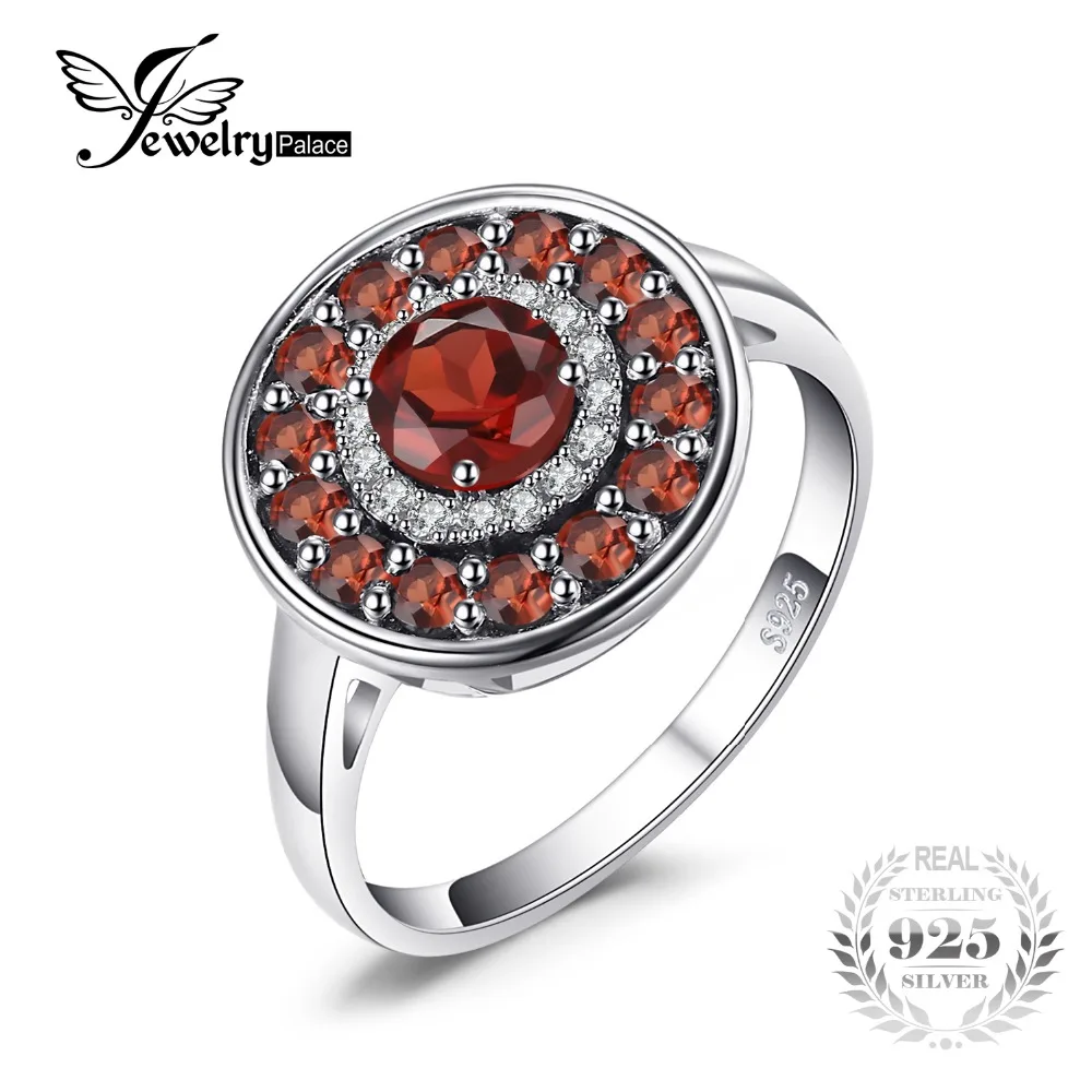 

JewelryPalace Round 1.2ct Red Genuine Garnet Cocktail Anniversary Ring 925 Sterling Silver 2016 Fashion Fine Jewelry For Women
