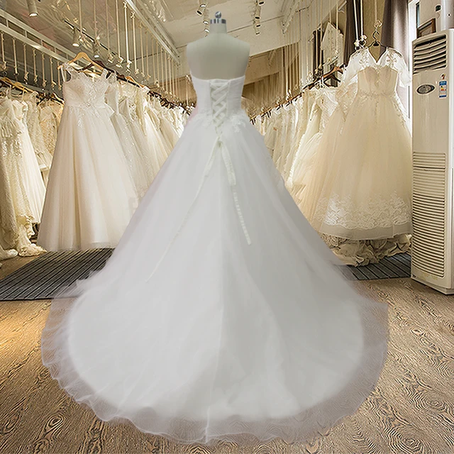 AL12 Custom Made Flower Bridal Gowns Lace Cheap Sexy Organza Wedding Dresses Long Chapel Train Plus Size 2