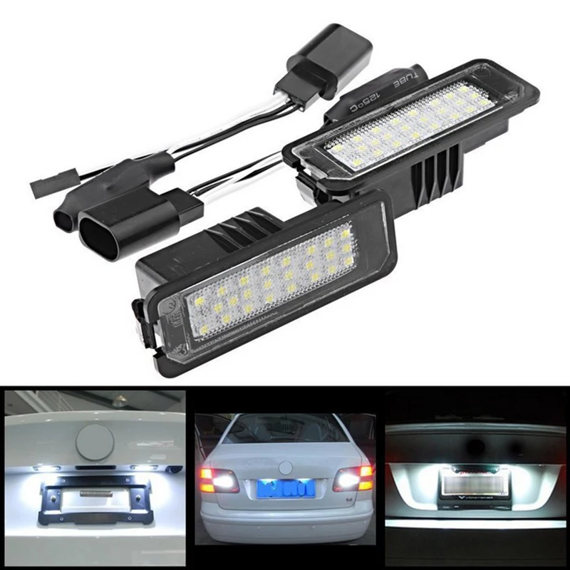 2X CE Car Error Free LED License Plate Light Number Licence Plate Lamp Rear Tail Lamp for Golf
