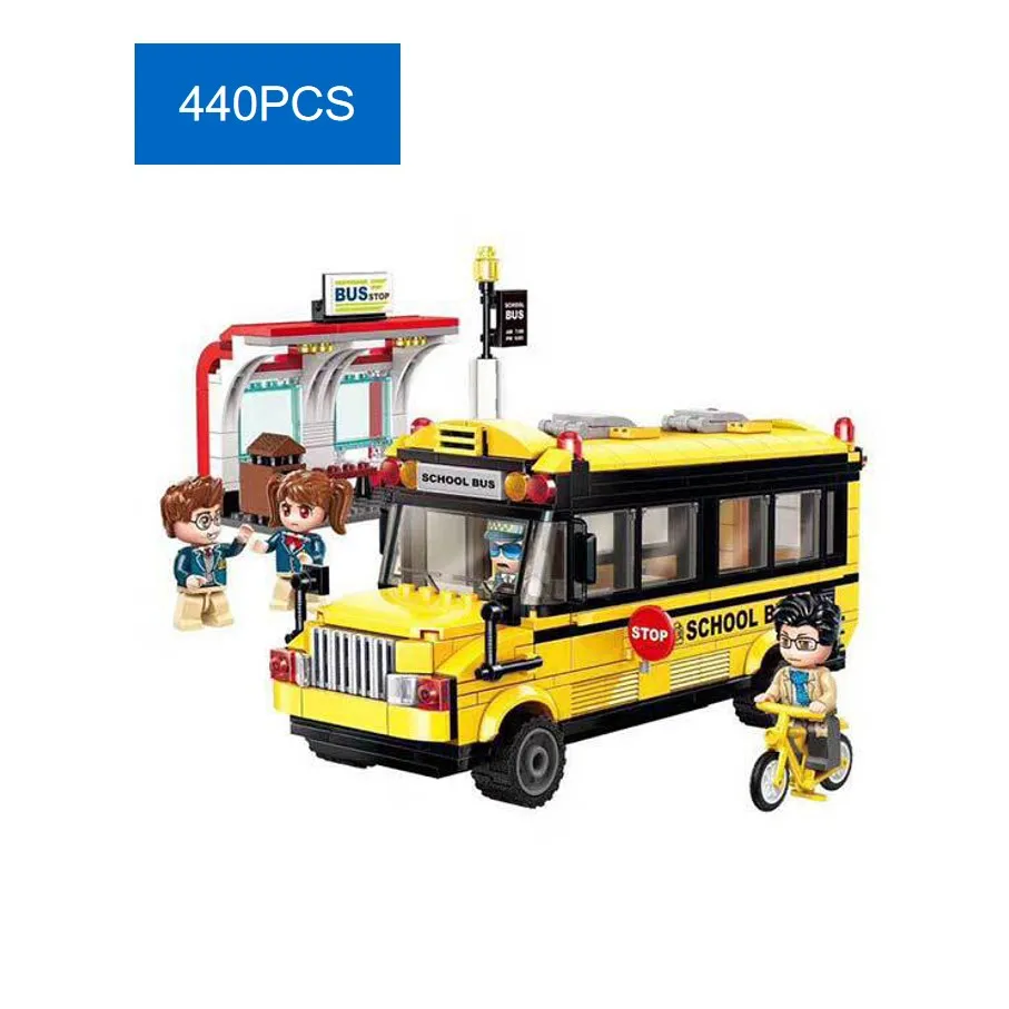 

440PCS Legoed City Yellow School Bus Assemble Building Blocks Educational Toys For Children Model Bricks