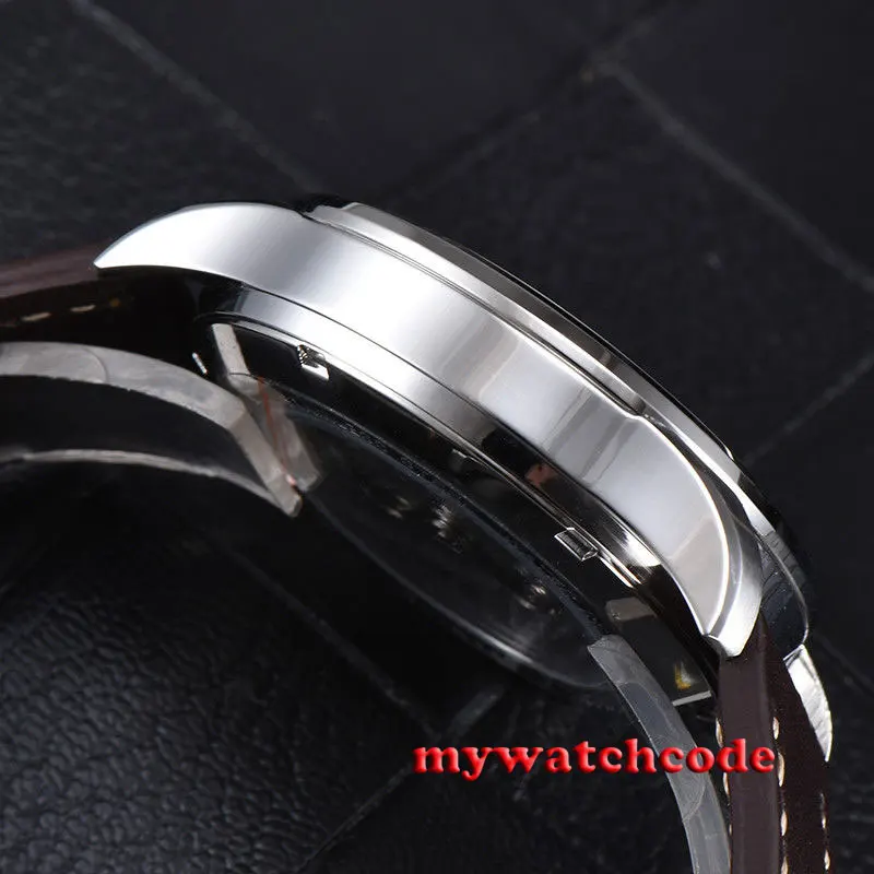 Мужские часы Parnis с кожаным ремешком 24 часа 42 мм|watch men|watch men watchwatch watch |