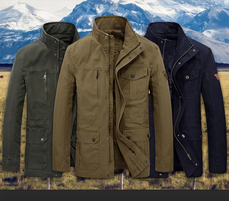 masculina outono inverno algodão outwear exército de