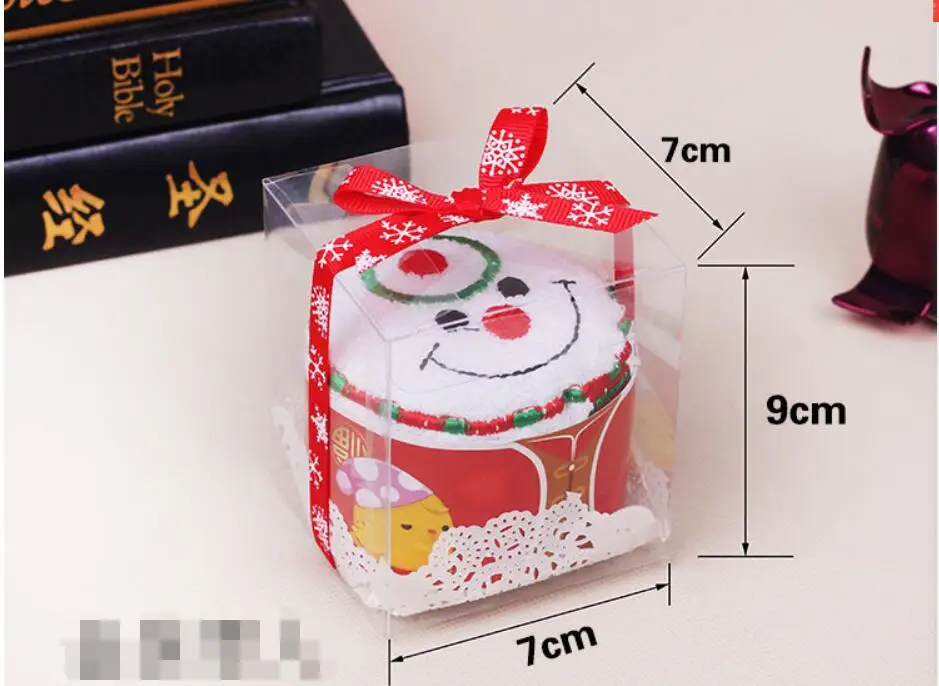 10 штук 30x30 см полотенце в подарок к Рождеству Рождественский Санта Клаус Снеговик с барабаном Колокольчик в коробка из ПВХ, упаковка