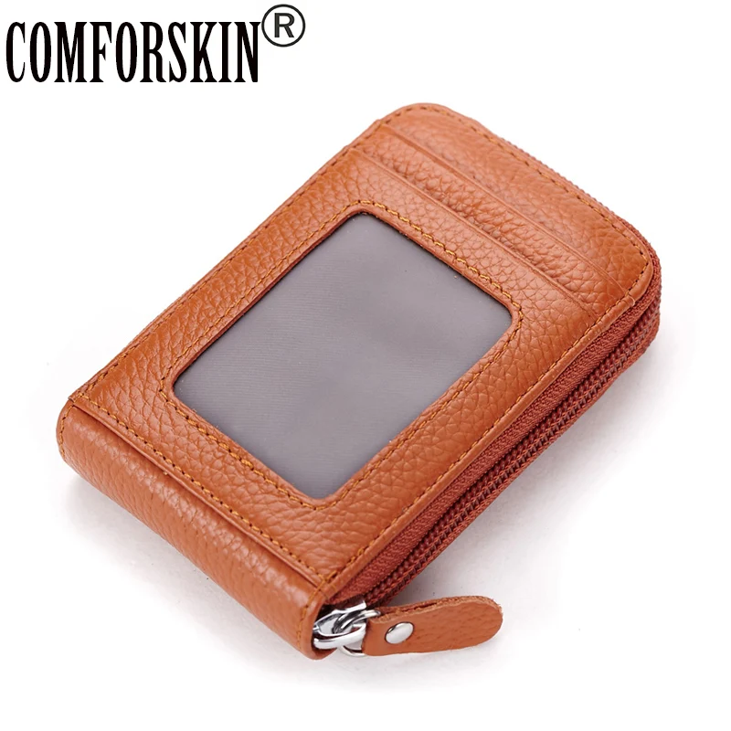 

New Arrival Genuine Leather Organ Style Credit Card Holders Real Leather Slim Card Holder 5 Color Factory Price On Sale