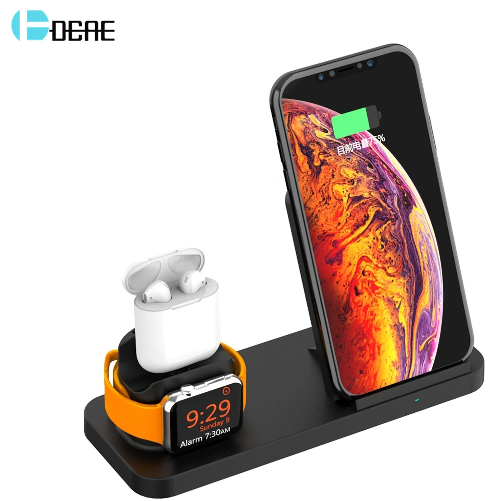 

DCAE Fast Charging Qi Wireless Charger for Apple Watch 2 3 4 For iPhone XS Max XR X 8 Plus For Samsung S9 S8 Note 9 For AirPods