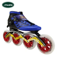 PASENDI Adultos Profesionales Patinaje de Velocidad En Línea Botas Niños Zapatos patines En línea de Slalom Patins Patines De Fibra De Carbono Azul