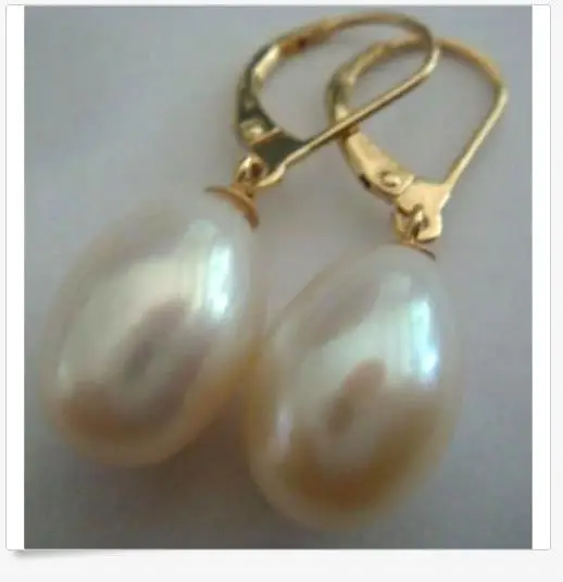 

gorgeous a pair of 11-12mm south sea baroque white pearl earring 14k