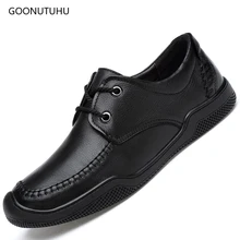 2019 dos homens novos sapatos casuais sapatos de couro genuíno slip-on mocassins masculinos condução plataforma respirável homem sapato preto juventude sapatos para homens