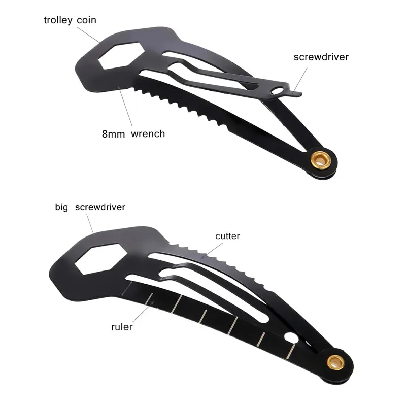 Многофункциональный зажим для волос из нержавеющей стали линейка режущий ключ EDC Мультитул шпилька мини открытый механизм Suvival инструмент