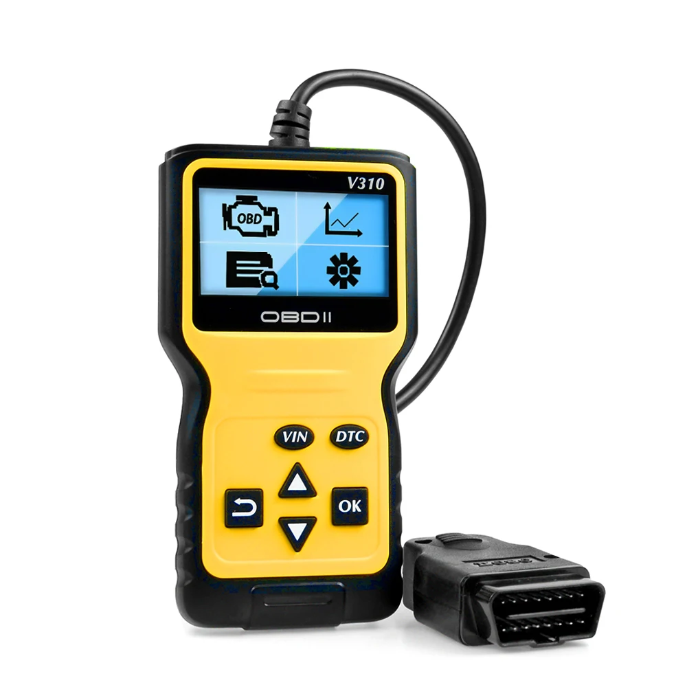 V310 OBDII EOBD Auto Code Reader 6 Languages Automobile Diagnostic Scanner For All OBD2 OBDII Protocols Cars LCD Display