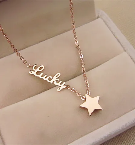 

Fortunate Star Pendant Necklace Woman Gift Jewelry Titanium Steel Rose Gold Color New Arrival Present Free Shipping Not Fade