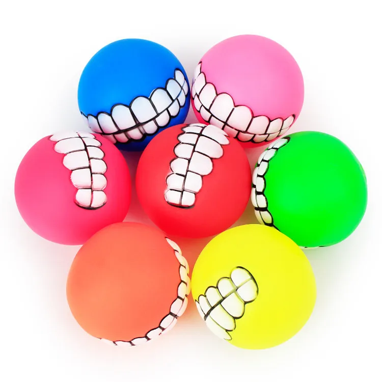 Funny Pets Dog Puppy Cat Ball Teeth Toy PVC Chew Sound Dogs Play