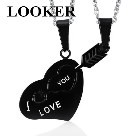 

LOOKER I LOVE YOU Best Friend Necklace Pendant Stainless Steel Jewelry Couples Korean Ladies Trendy Paired Suspension Pendant