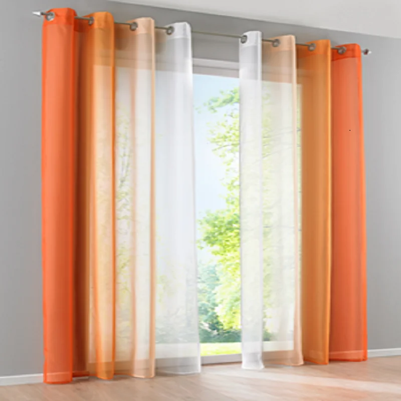 

2pcs/set Tulle Gradient Curtain For Living Room Semi-blackout Children's Room Window Curtains For Bedroom Home Decor
