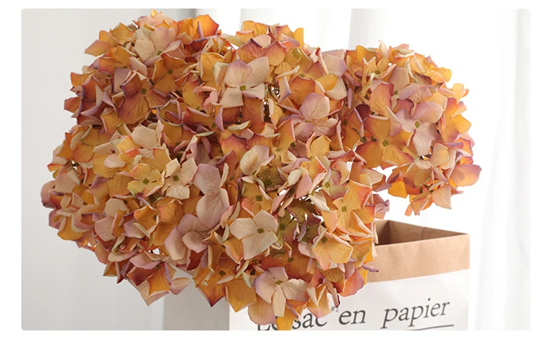 JAROWN Artificial Hydrangea Flowers European Style Retro Dry Hydrangea Simulation Fake Flower Branch Wedding Home Interior Decor (25)