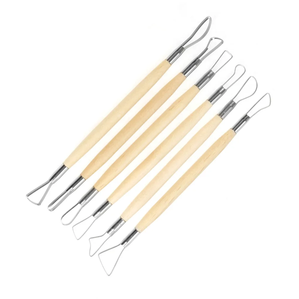

6Pcs Polymer Clay Sculpture Ended Wax Carving Clay Sculpting Tools Set Pottery Modelling Shaping Brush Tool