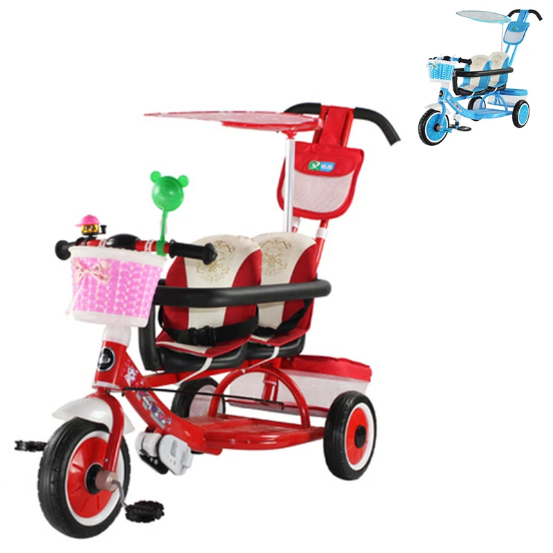 Jumeaux De Tricycle D Enfant Bebe Velo Double Sieges Rouge Bleu Couleur Trois Roues Tricycle Tandem Tricycle Enfant Chariot Aliexpress