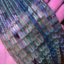 Колонна форма Природный флюорит каменные бусины бусы с натуральными драгоценными камнями DIY spacer Бусины для изготовления ювелирных изделий strand 1"